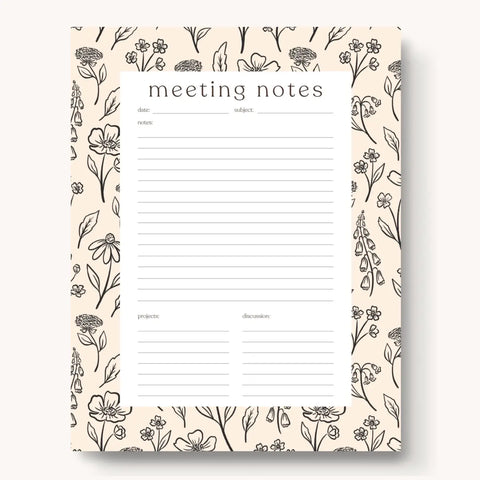 Pressed Floral Meeting Notes Notepad
