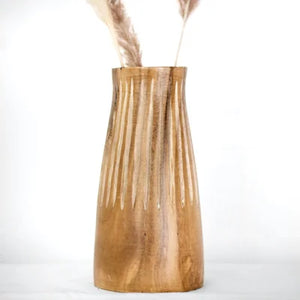 10.8" Carved Wood Vase