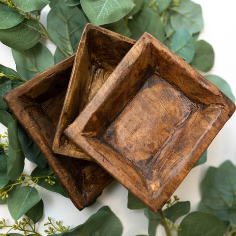 Petite Wood Square Bowl
