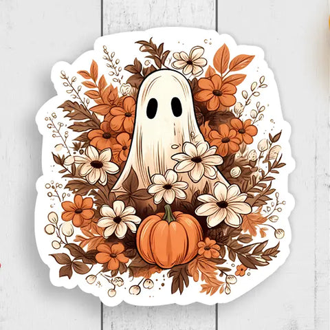 Floral Ghost Vinyl Sticker