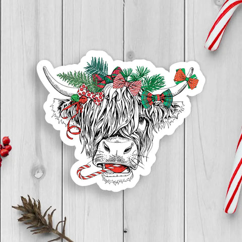 Christmas Cow Sticker