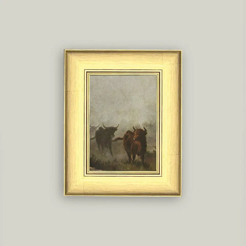 Bulls in Misty Morning Artwork