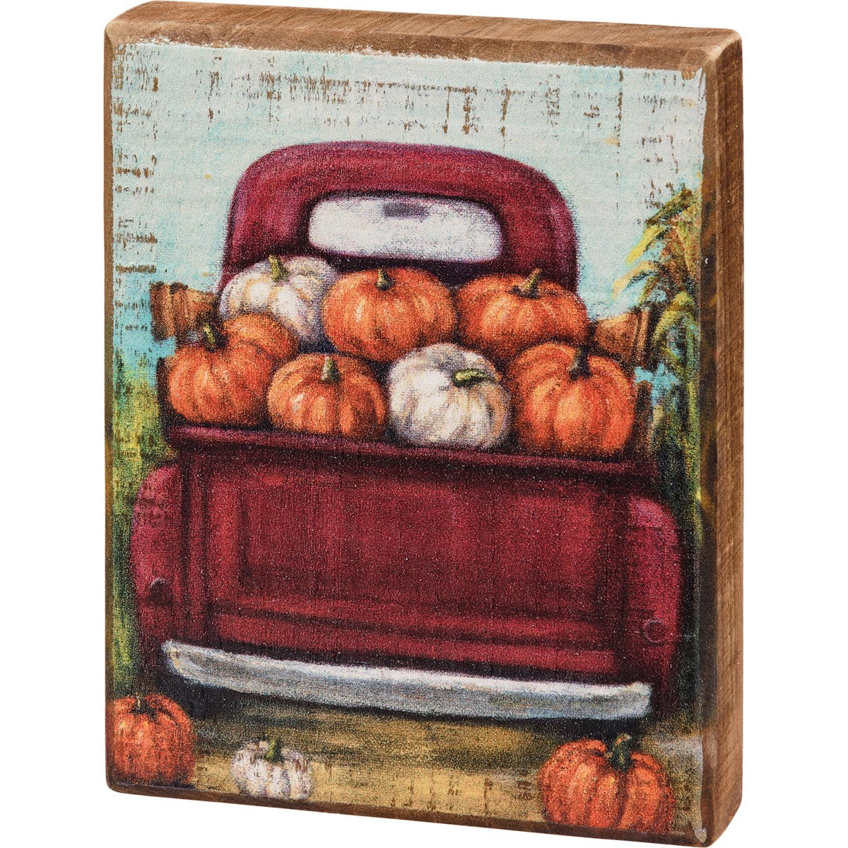 Red Truck and Pumpkin Block Sign