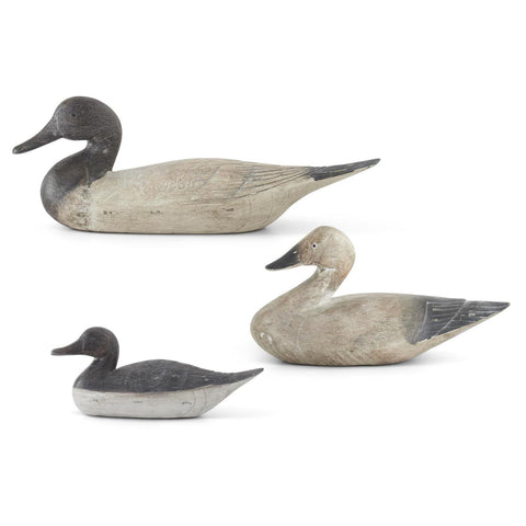Antique Gray & Cream Resin Duck Decoys