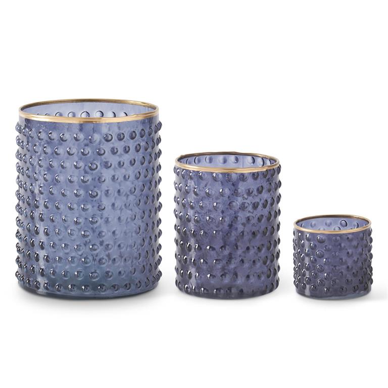 Blue Dot Embossed Containers with Gold Painted