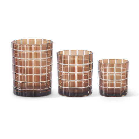 Brown Glass Pane Etched Votives