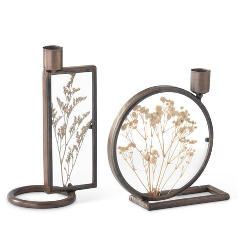 Dried Floral Display Taper Candlholder
