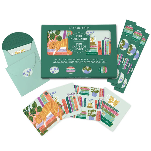 Cozy Reads Assorted Mini Note Card Set with Stickers