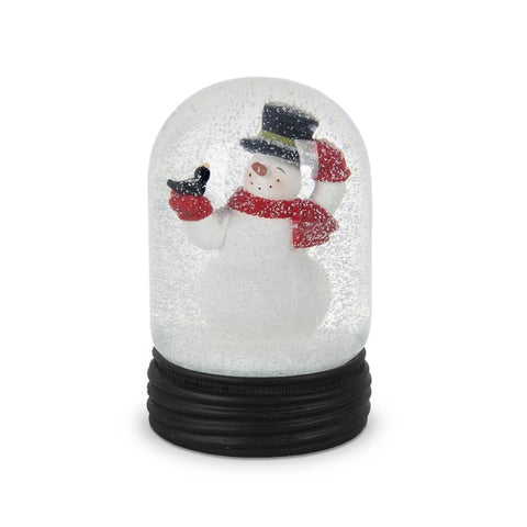 Snowman with Top Hat & Bird Dome Shaped Snow-globe