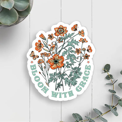Bloom with Grace Sticker