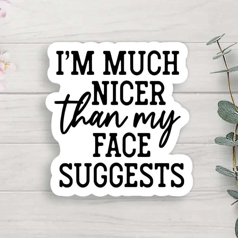 Nicer Than My Face Suggests Sticker