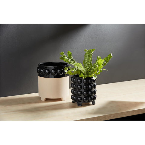 Footed Flower Pot with Raised Beads