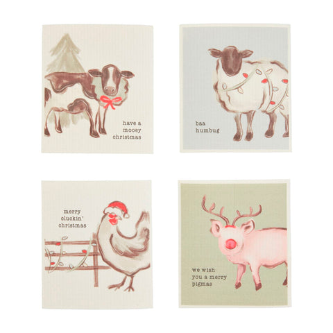 Christmas Farm Animal Dishcloths