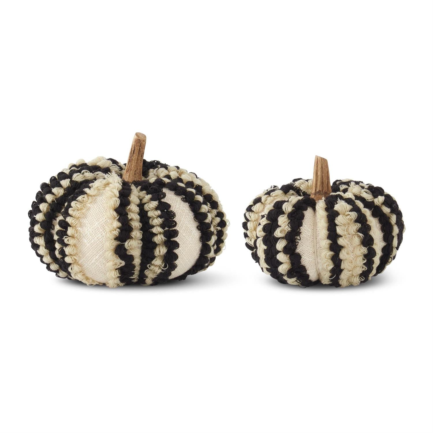Cream & Black Striped Knit Pumpkin