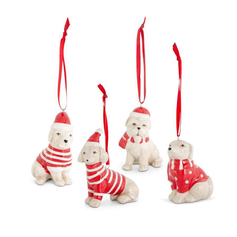 Dog Ornaments with Santa Hat