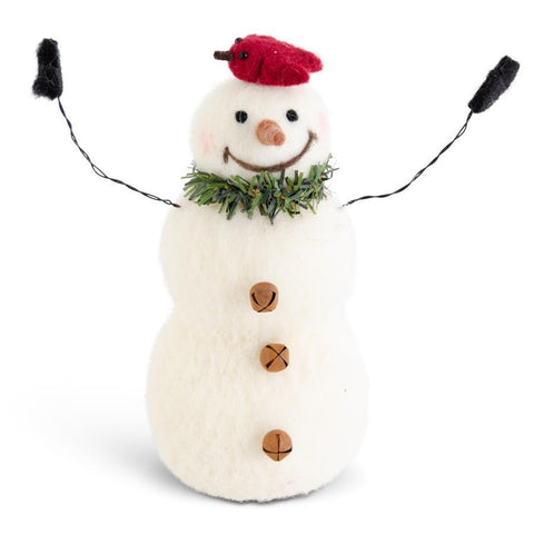 Wool Snowman with Cardinal