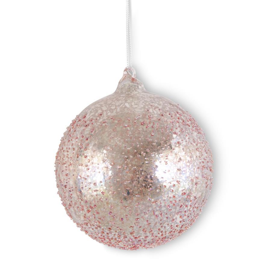 Light Pink Textured Mercury Glass Round Ornament