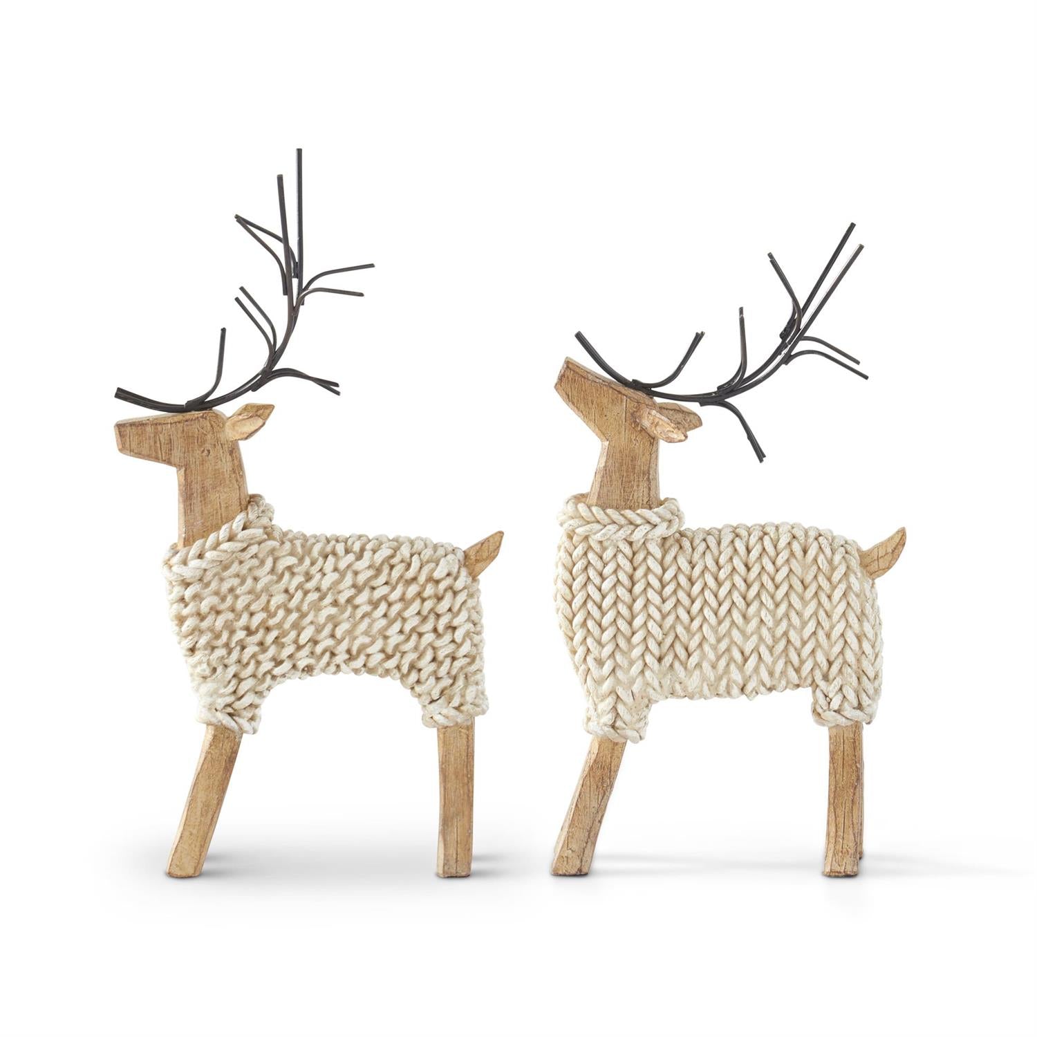 Deer in Cream Sweater with Metal Antler