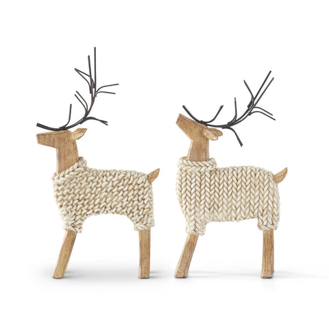 Deer in Cream Sweater with Metal Antler