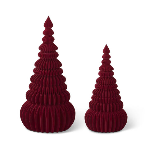 Burgundy Velvet Accordion Ribbed Christmas Tree