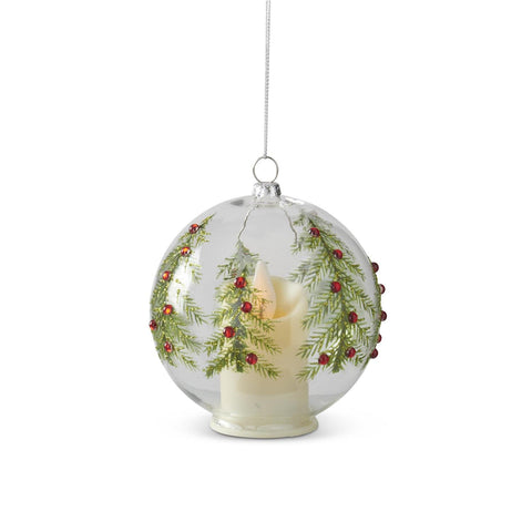 LED Clear Glass Ornament w/Jeweled Christmas Tree