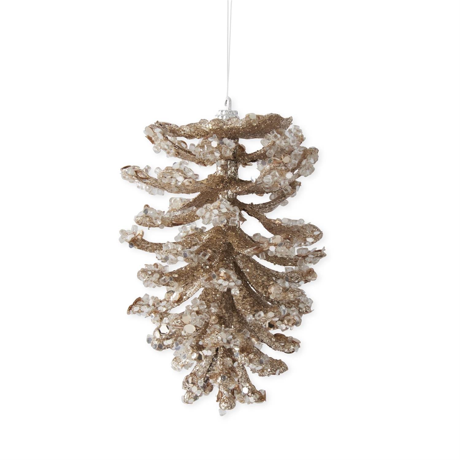 Rose Gold Ice Sequin Bead Pinecone Ornament