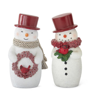 Glittered Snowmen with Red Top Hat