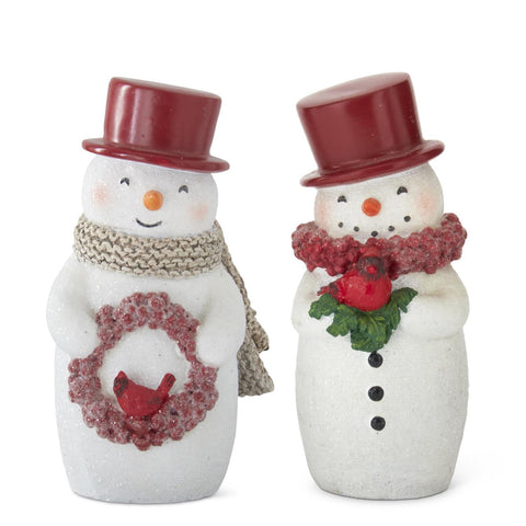 Glittered Snowmen with Red Top Hat