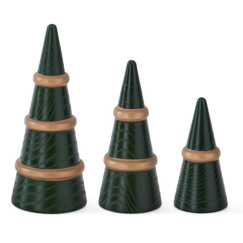 Green Wood Cone Tree with Gold Ring