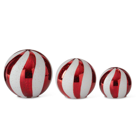 Red & White Swirl LED Globe with Timer