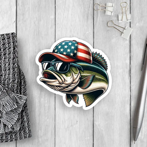 Patriotic Bass Sticker