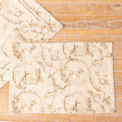- Sepia Deer Toile Print Placemat