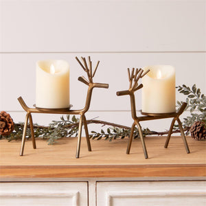 Gold Finish Deer Candle Holder