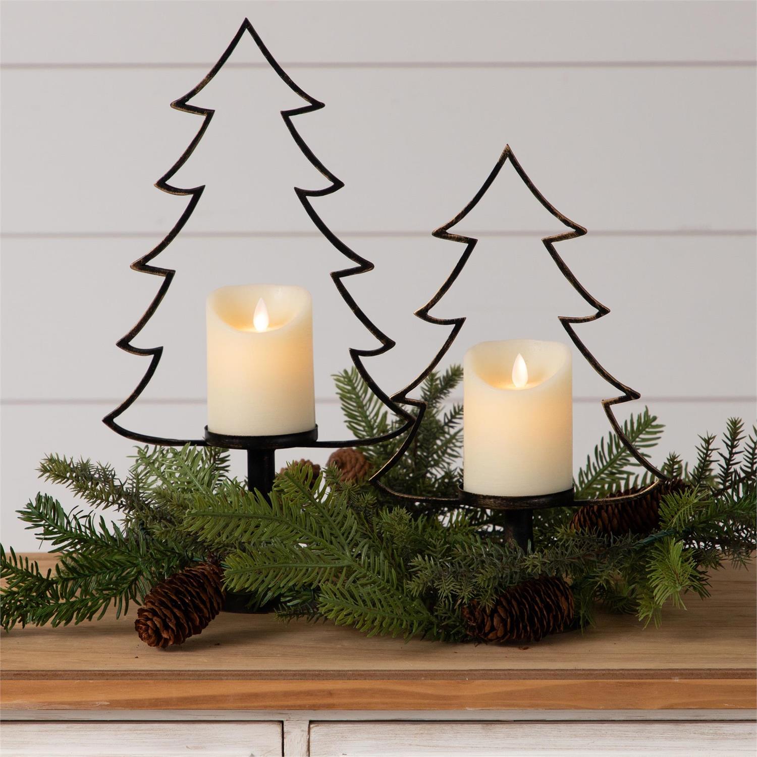 Metal Christmas Tree Silhouette Candle Holder