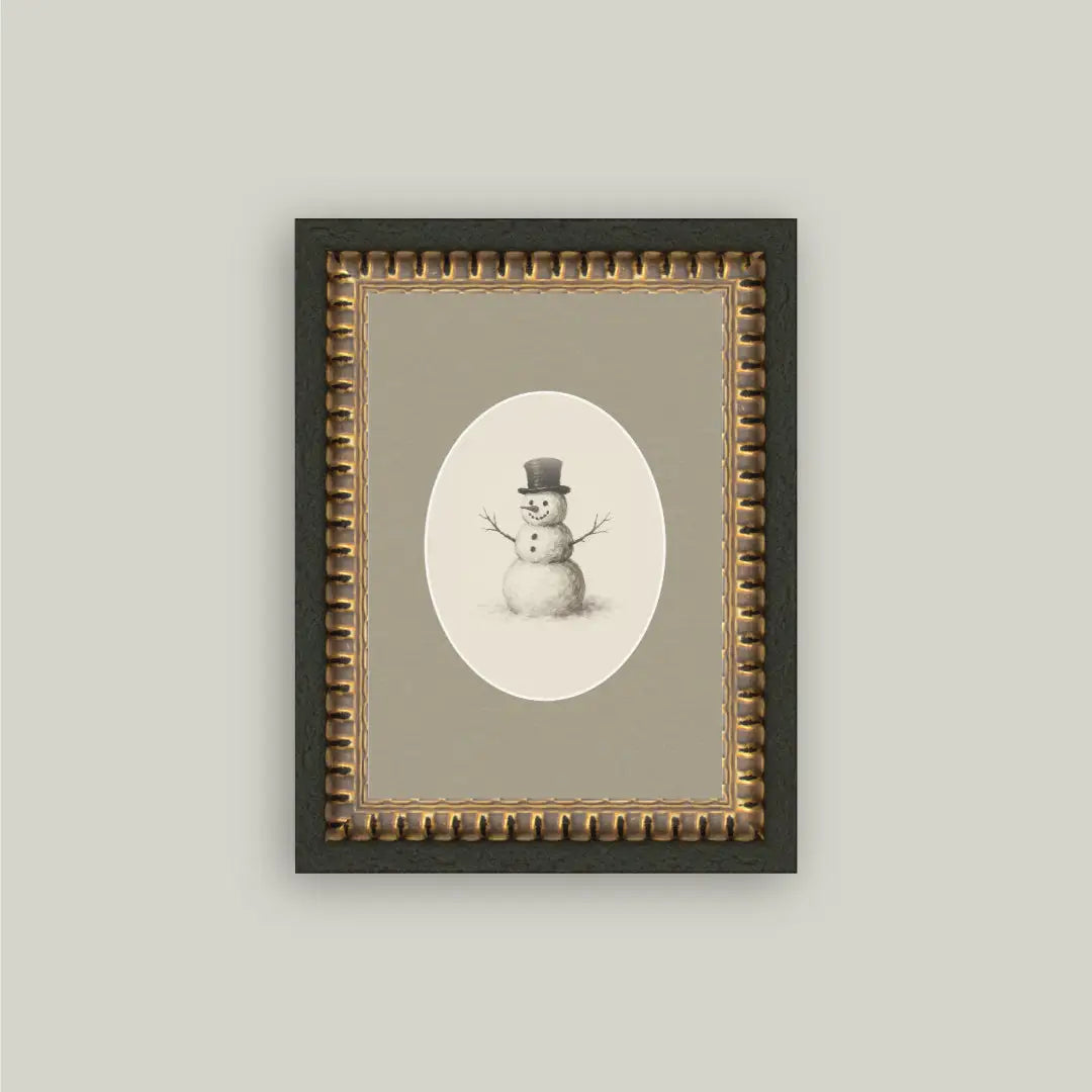 Oval Snowman Framed Artwork