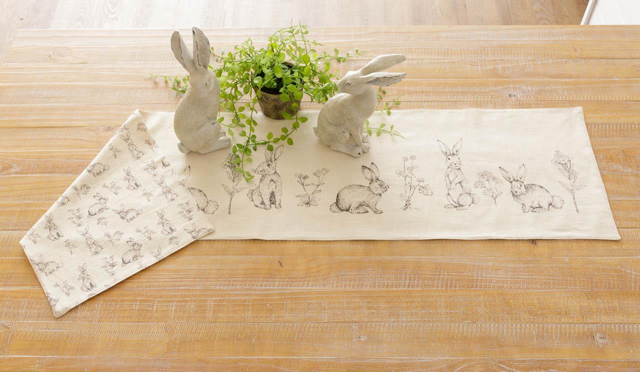 Reversible Rabbit & Wildflower Table Runner