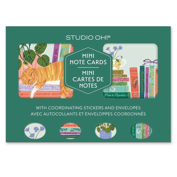 Cozy Reads Assorted Mini Note Card Set with Stickers