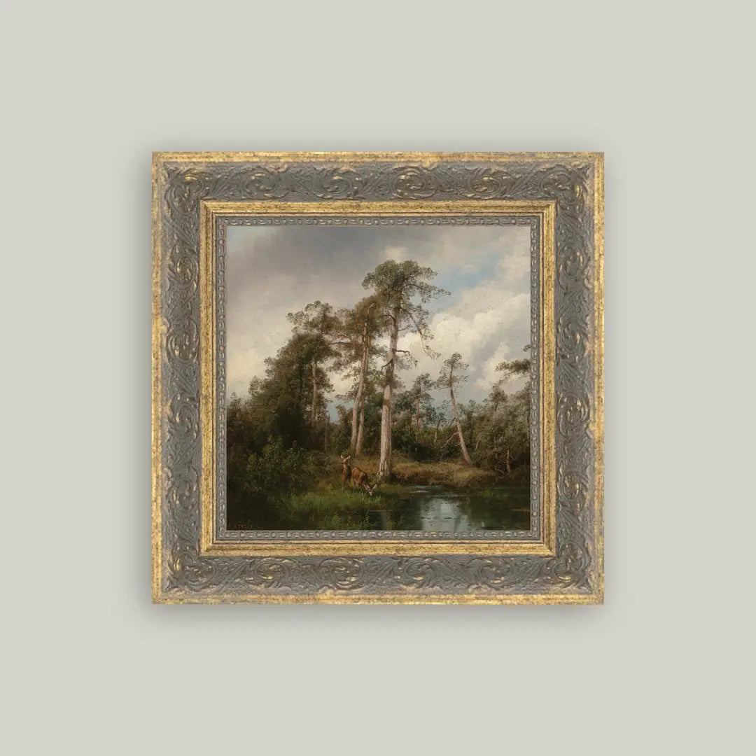 Live Oaks with Deer Framed Artwork