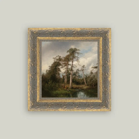 Live Oaks with Deer Framed Artwork
