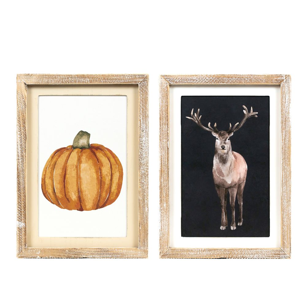 Pumpkin/Reindeer Reversible Sign