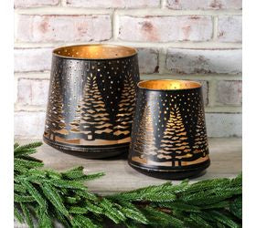 Black/Gold Tin Tree Lantern