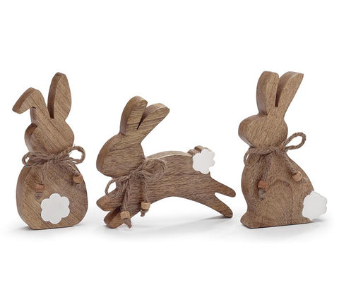 Mango Wood Natural Bunny Sitters