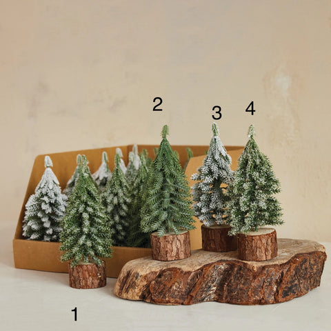 Faux Evergreen Tree with Wood Base