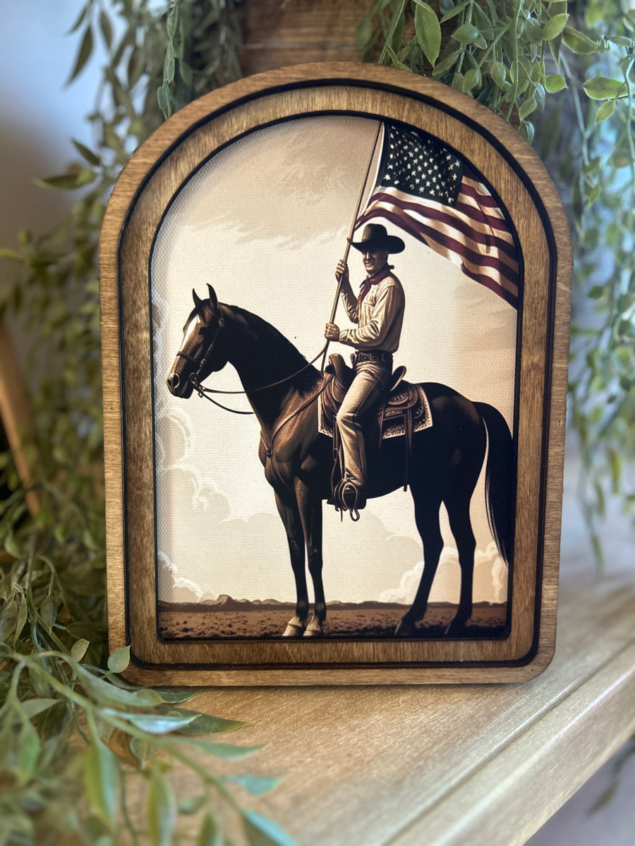 Arch Top Patriotic Cowboy Frame Art – 785 DECOR