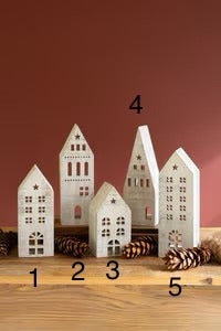 White Wash Wooden Christmas Village House
