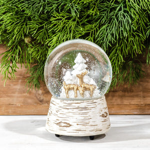 Gold Deer/Tree Musical Snow Globe