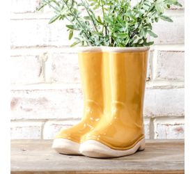 Yellow Rain boot Planter