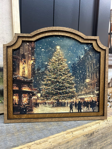 Provincial Christmas Tree Main Street Framed Art