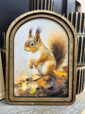 Arch Top Squirrel Framed Art