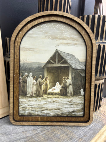 Arch Top Nativity Scene Framed Art